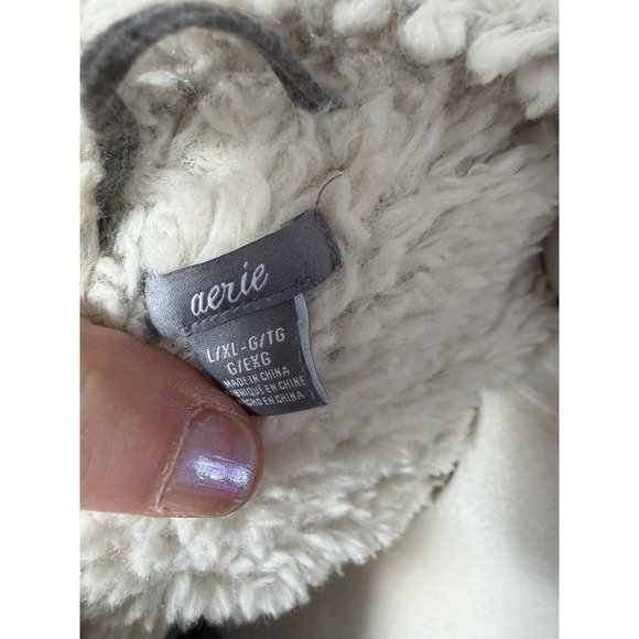 Aerie Women Hooded Plush Lined Cozy Robe Shawl Collar‎ Tie Waist Gray Size XL - Picture 6 of 7